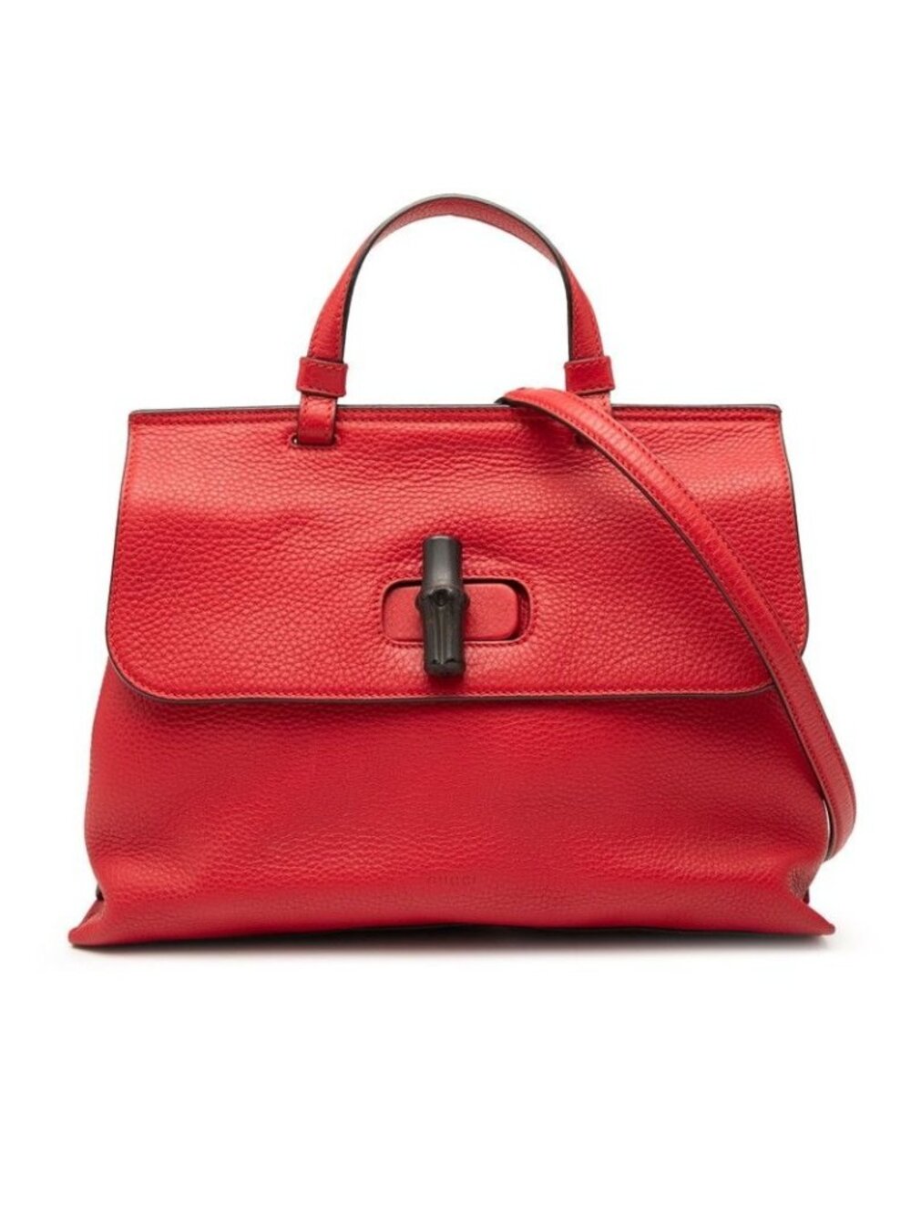 Gucci Bamboo Daily Shoulder Bag 2-Way Red Leather